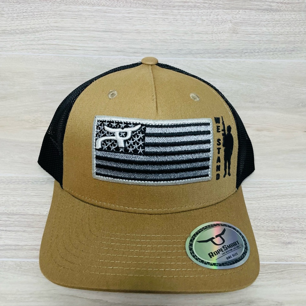 Ropesmart Tan and Black Ropesmart Cap with Flag Design